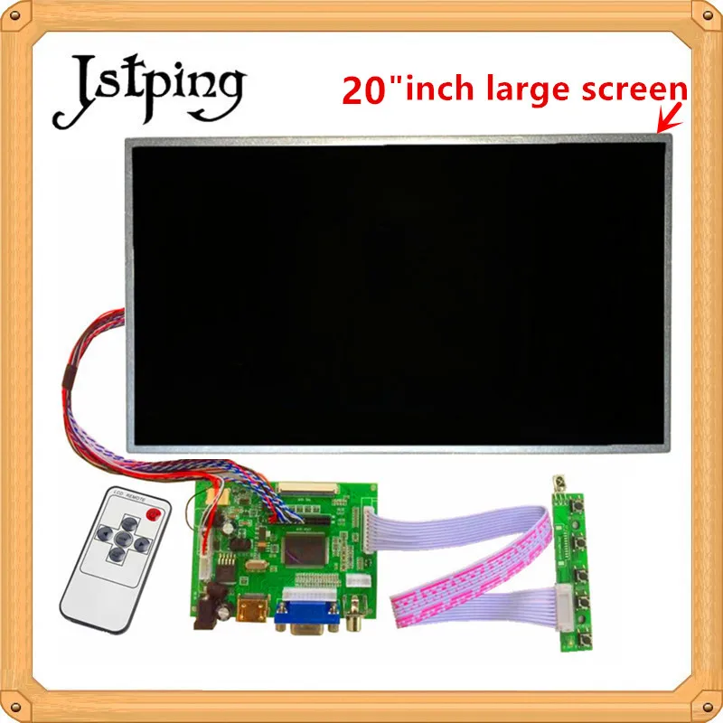 

Jstping 20 inch large Control LCD Monitor Driver Board HDMI VGA AV for Raspberry Pi 3 High resolution lcds display panel