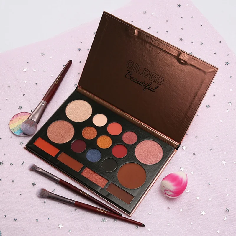 

4 Colors Highlighter+13 Colors Eyeshadow Palette Glitter Matte Eye Shadow Kits Eyes Makeup Powder Cosmetics