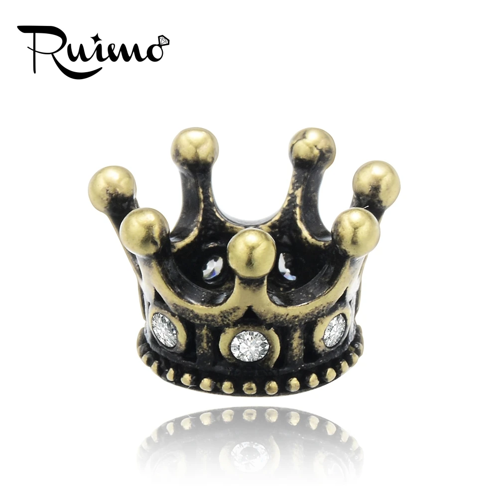 RUIMO 5 шт./лот Винтажные бусины в виде короны из фианита сделай сам медный металл