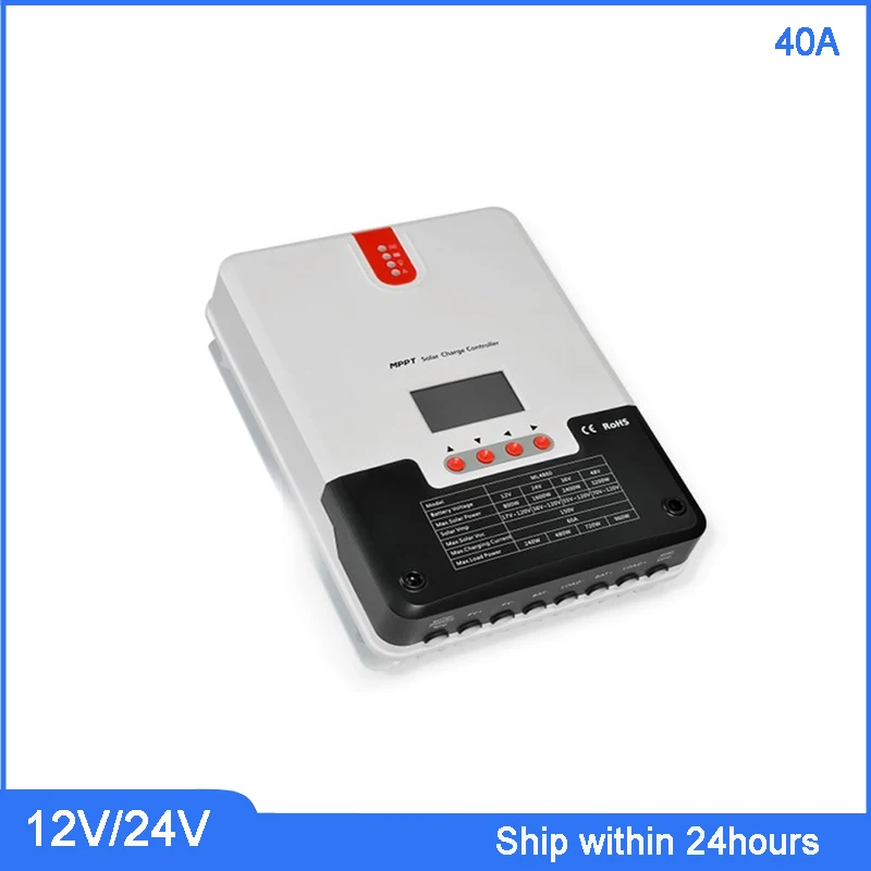  Hot MPPT Mode 12V/24V Auto 40A Solar Controller/Home Solar System 20A 30A 40A Controller/MPPT RS232