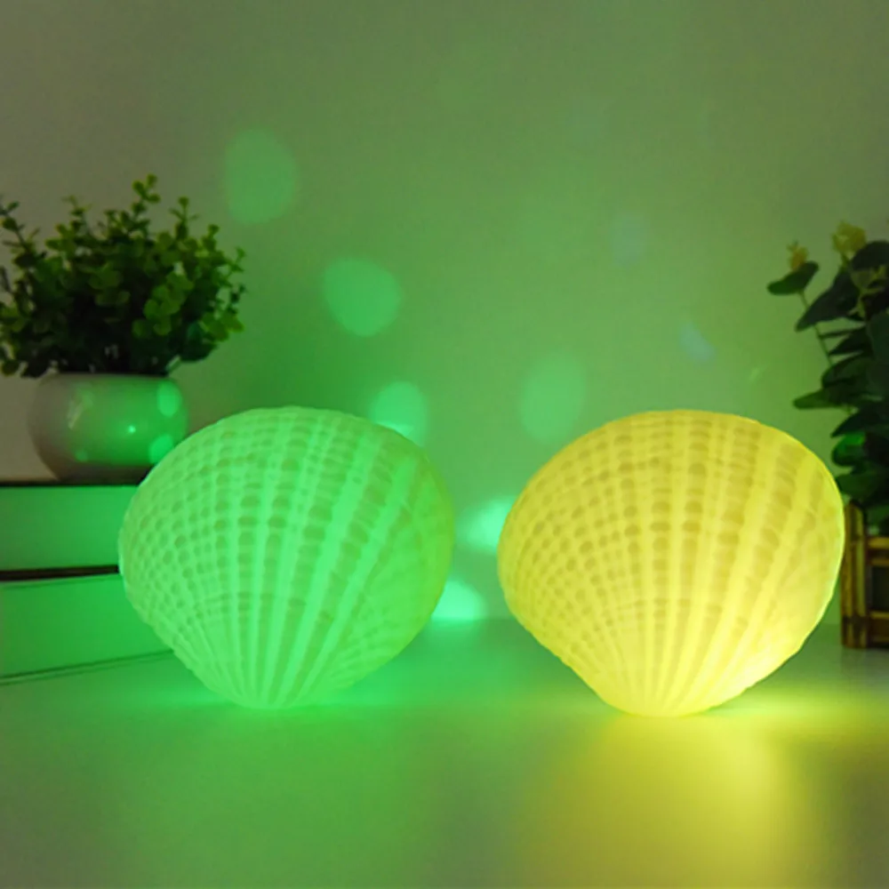 

YIYANG LED Music Night Light 7 Colors Shell Wireless Bluetooth Player Sound Speaker Valentine Day Rechargeable Home Bedroom Lamp