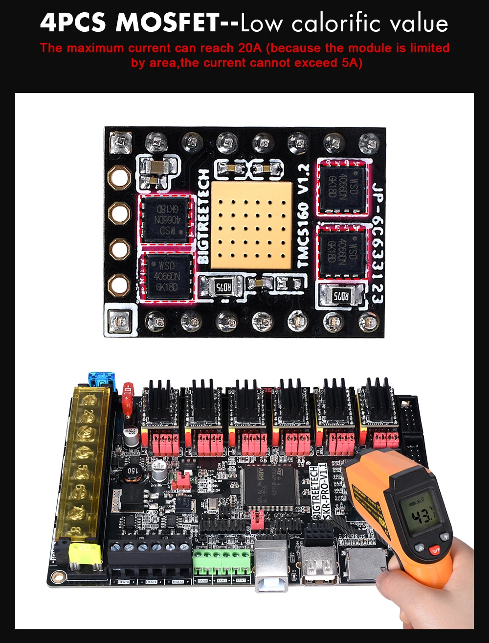 4/5 комплектов, BIGTREETECH TMC5160 V1.2 SPI шаговый двигатель бесшумный драйвер StepStick VS TMC2130 SPI для СКР V1.3 PRO 3D-принтеры Управление доска