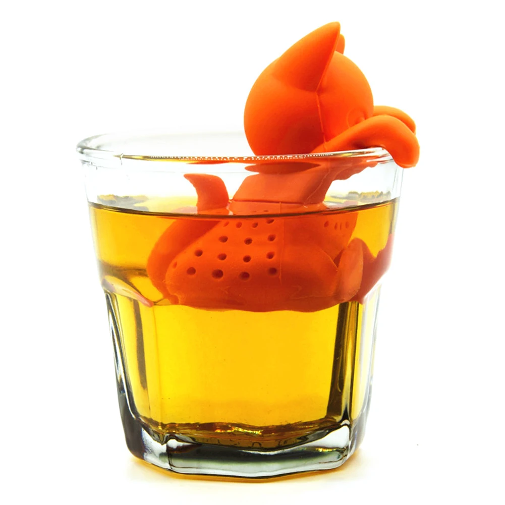 Силиконовый ситечко для заваривания чая в форме черного чая в форме милого кота из мультфильма, пищевые травяные инструменты для заваривания специй оранжевого цвета