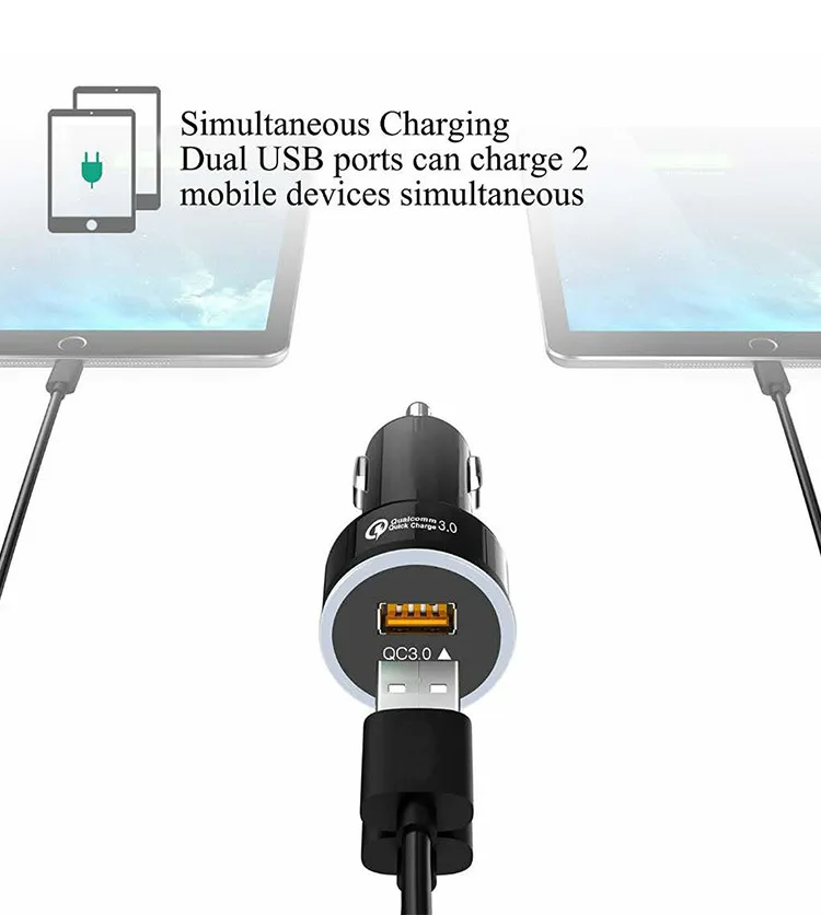 Быстрая зарядка портативное автомобильное USB зарядное устройство аксессуары для смартфона автомобильное зарядное устройство, двойной зарядное устройство USB