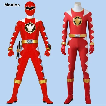 

Dino Thunder AbareRed Cosplay Costume Jumpsuit DinoThunder Bodysuit Cosplay Bodysuit Halloween Carnival Red Outfit Boots Adult