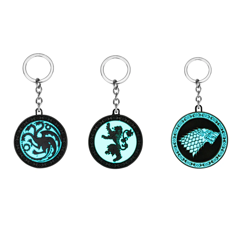 

Glowing Game of Thrones car keychain dragon keychain Lady couple bag keyring GLOW in the DARK fashion charm ornaments key chains