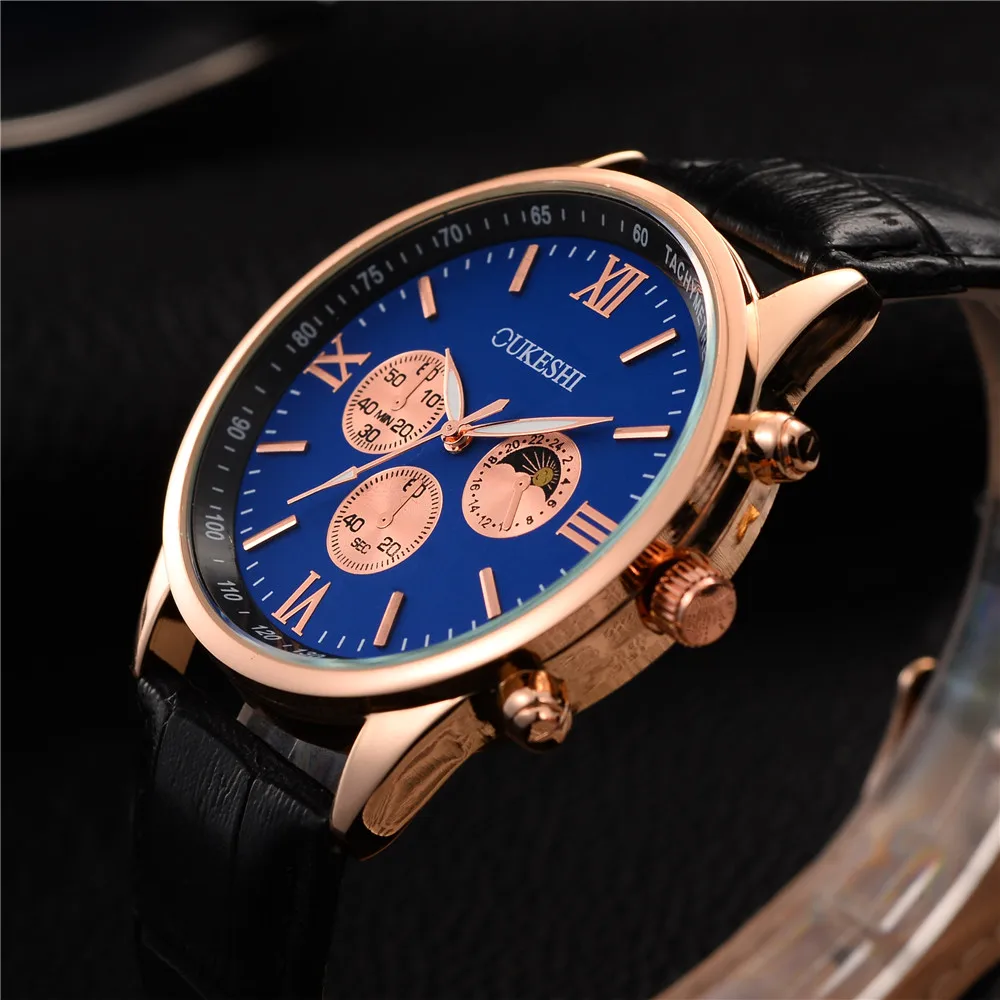 

OUKESHI Brand Men Business Watch Luxury Male Leather New Fashion Casual Quartz Wristwatch Man Waterproof Relogio Masculino Clock