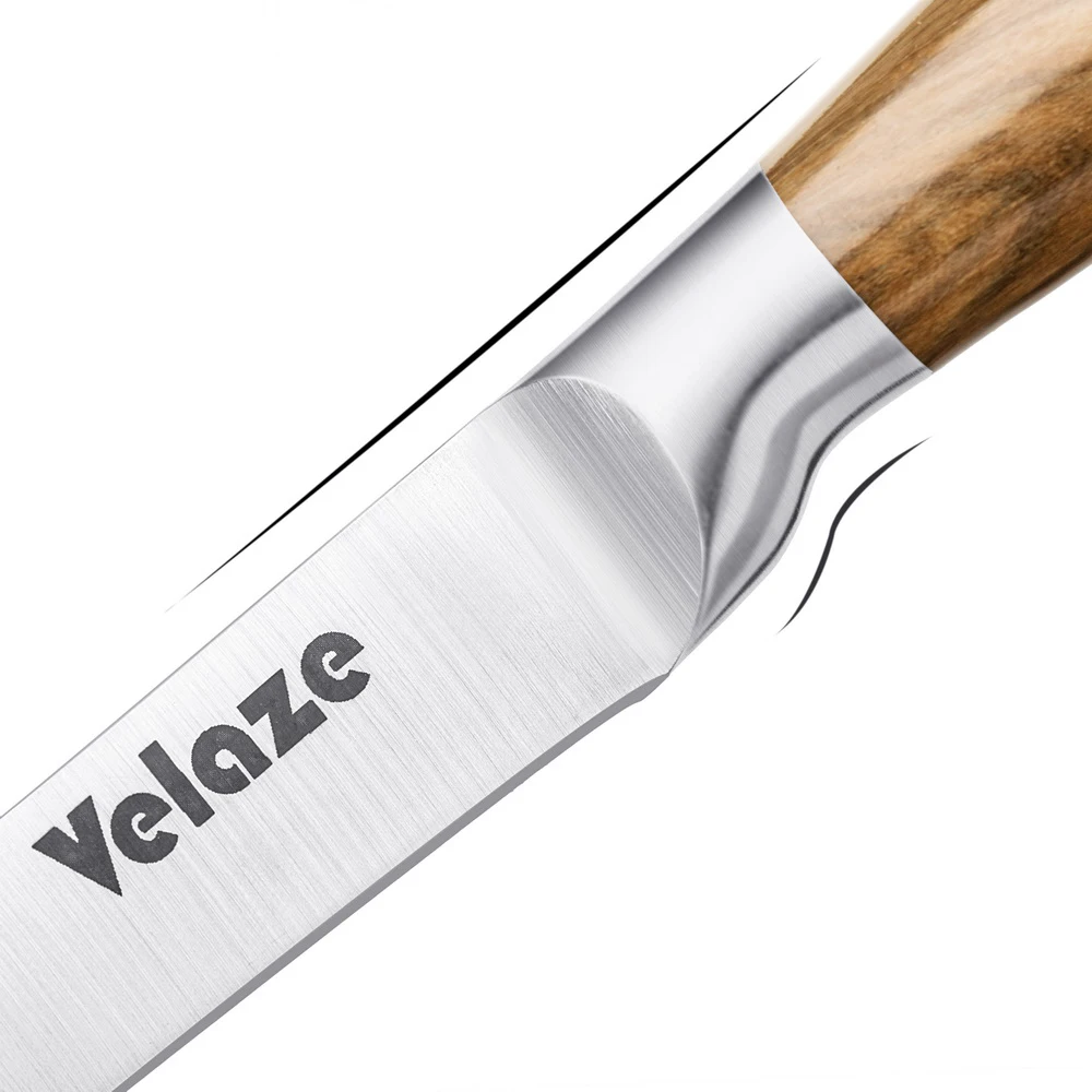 Velaze8-Piece Stainless Steel Kitchen Knife Sets with Sharpener and Spinning Block