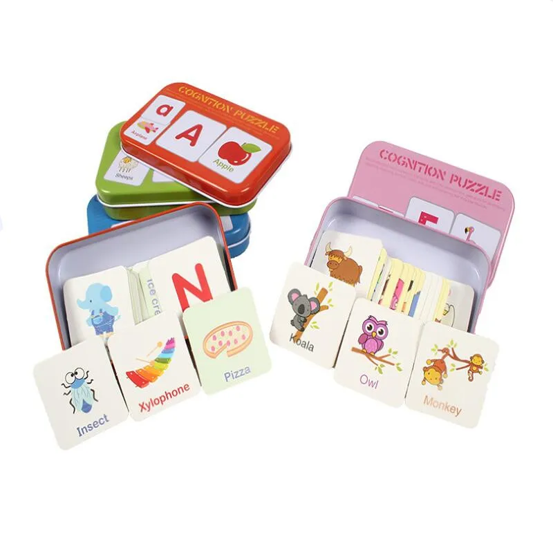 

Early Educational Montessori Toys Intelligence Development Puzzle Card Cartoon Vehicle Animal Fruit Pair Graph Match Game W288