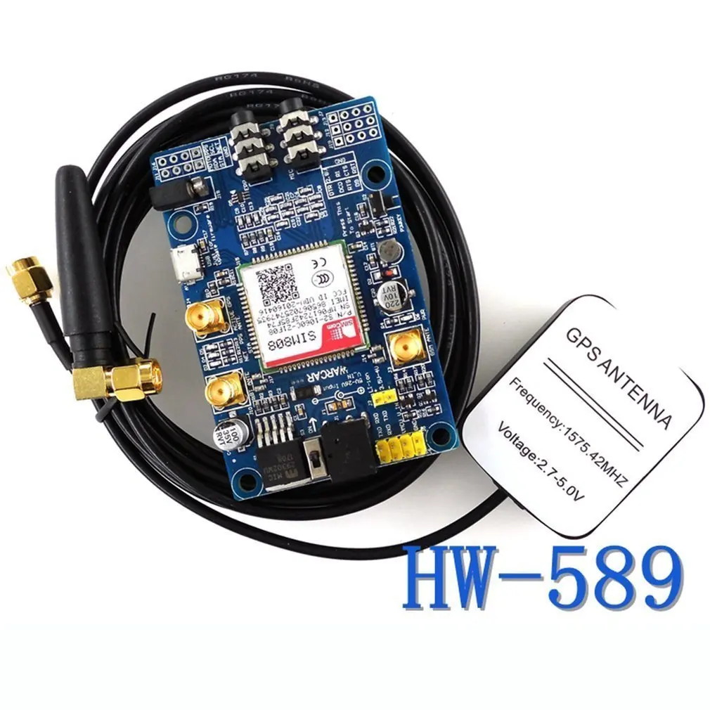 SIM808 модуль GSM GPRS gps макетная плата IPX SMA с gps антенной для Raspberry Pi STM32 51MCU Поддержка голоса