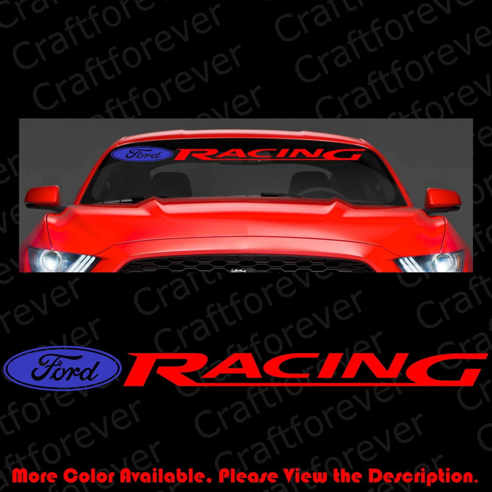 

For LARGE DIE CUT FORD Racing Mustang Wind Shield Die Cut Vinyl Sticker Decal RC085C