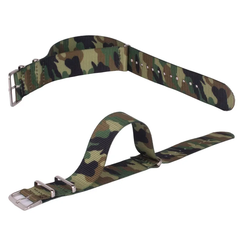 

20 mm Watchbands Printed Camouflage Military Nato Fiber Woven Nylon Watch Straps Wristwatch Band Buckle 20mm watches belt