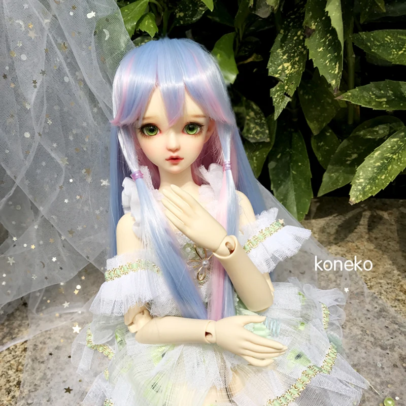 Allaosify BJD кукла парик 1/3 1/4 гигантские детские длинные прямые волосы эльф ветер ледяной синий смешанный цвет