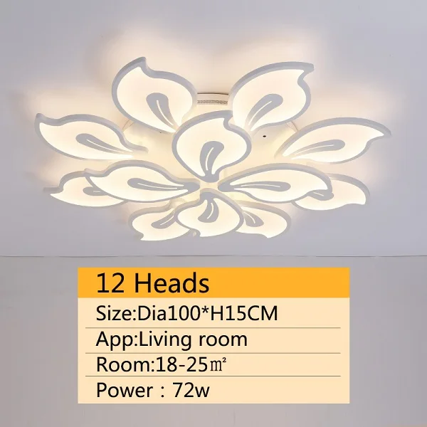 Новые современные светодиодные потолочные лампы для гостиной, спальни, плафона, домашнее освещение, сочетание белого и черного цветов, домашний декоративный потолочный светильник - Цвет корпуса: 12 Heads Dia100CM