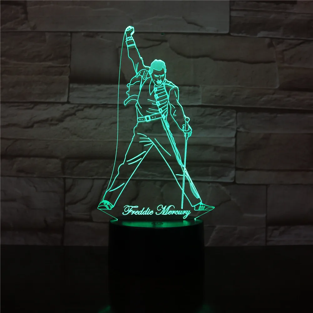 Billie Eilish Johnny Hallyday MJ 3D светодиодный светильник Иллюзия прикроватный USB сенсорный RGB 7 цветов Изменение Фредди Меркьюри певица подарки другу