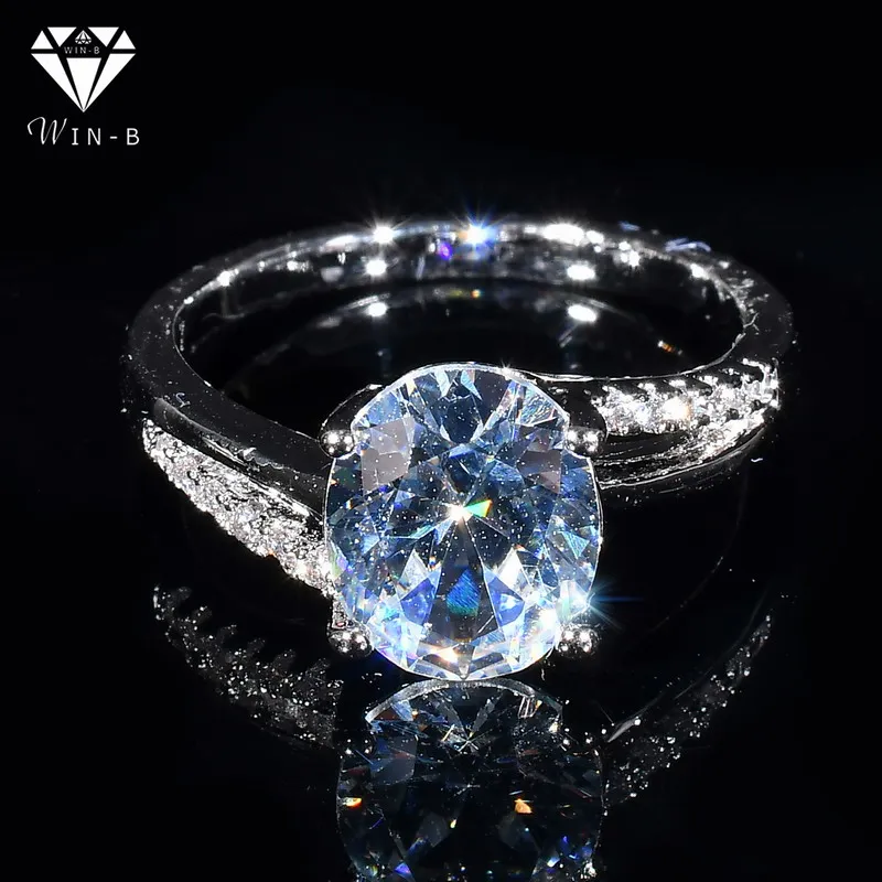 

WIN-B Classical AAA Cubic Zirconia Forever Rings Women White Gold Lovers Ring Female Jewelry Band CZ Rings Wedding bagues pour
