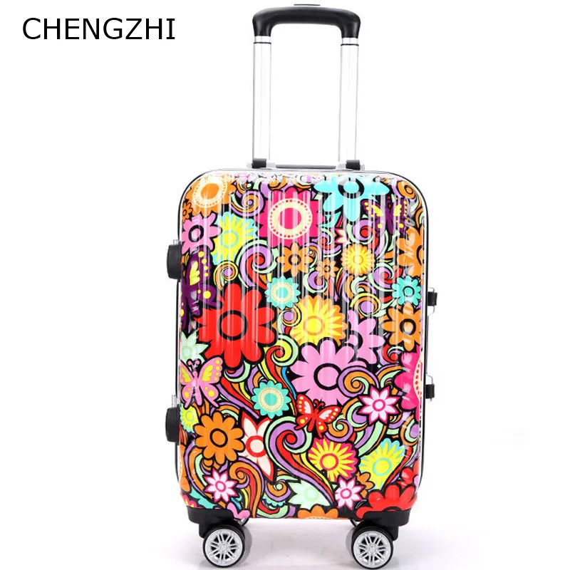 CHENGZHI 2" 24" 28 дюймов с модным принтом чемоданы ABS+ PC Высокое качество Сумки на колёсиках Spinner Тележка Дорожная сумка на колесиках