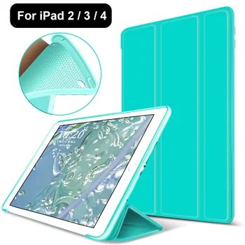 

Case For iPad 234,Redlai Folio Case Stand with Auto Wake Up/Sleep Smart Cover Case Full Silicone Soft Back Cover For iPad 2/3/4
