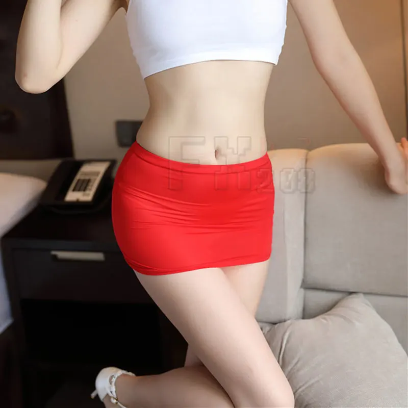 

Sexy Milk Ice Silk Transparent High Cut Tight Pencil Smooth Cute Skirt See Through Micro Mini Skirt Fantasy Erotic For Women