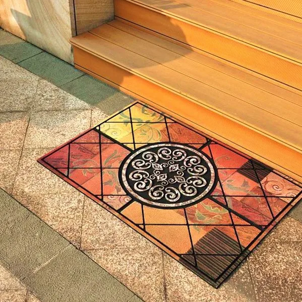

Fashion flock printing rubber doormat mats mat slip-resistant pad entranceway pad