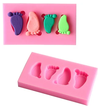 

Home Mini Baby Feet Chocolate Cake Decorating Tools DIY Baking Fondant Silicone Mold Footprint Kitchenware Bakeware