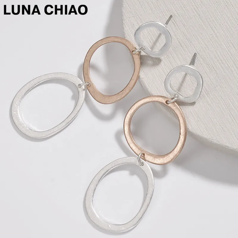LUNA CHIAO модное изношенное золотистое серебристое покрытие три кольца связанные