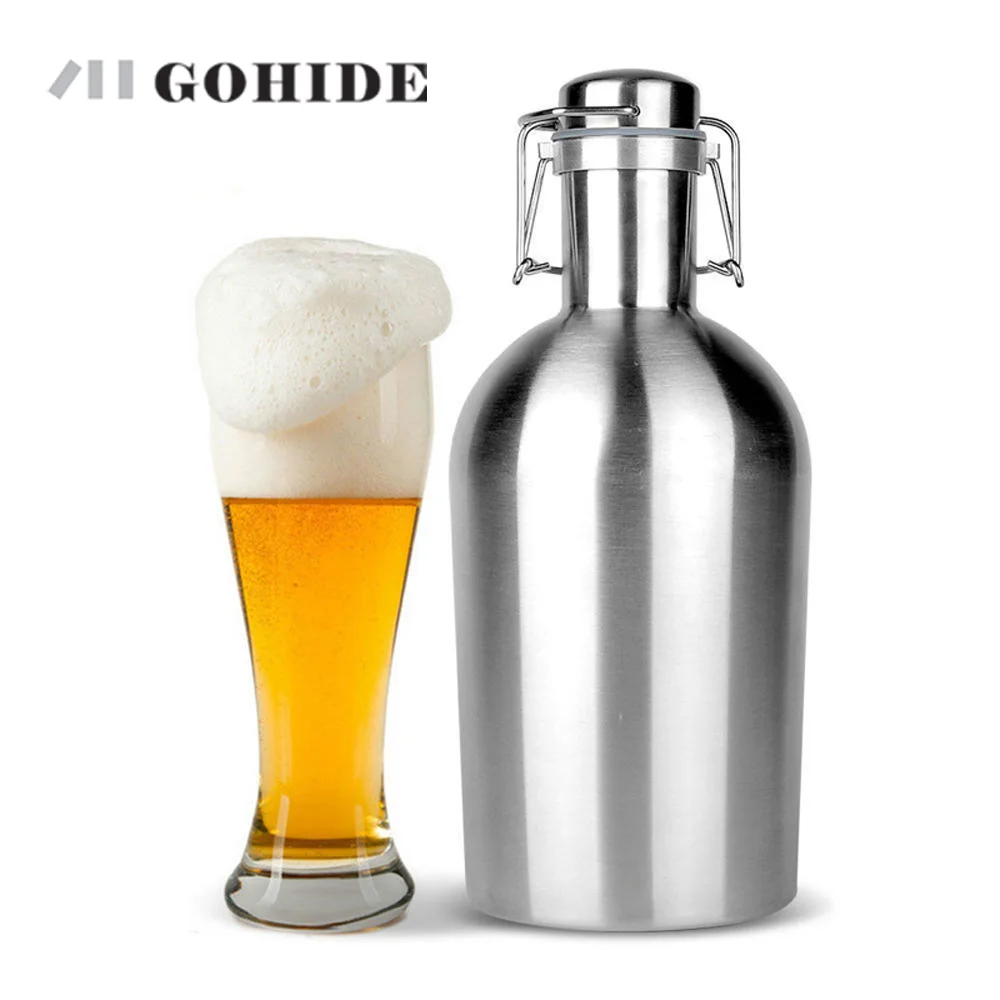 

GUH Gohide Super Deal 1.9L Homebrew Growler Mini Keg Stainless Steel Keg Style 64OZ Beer Growler mini beer keg