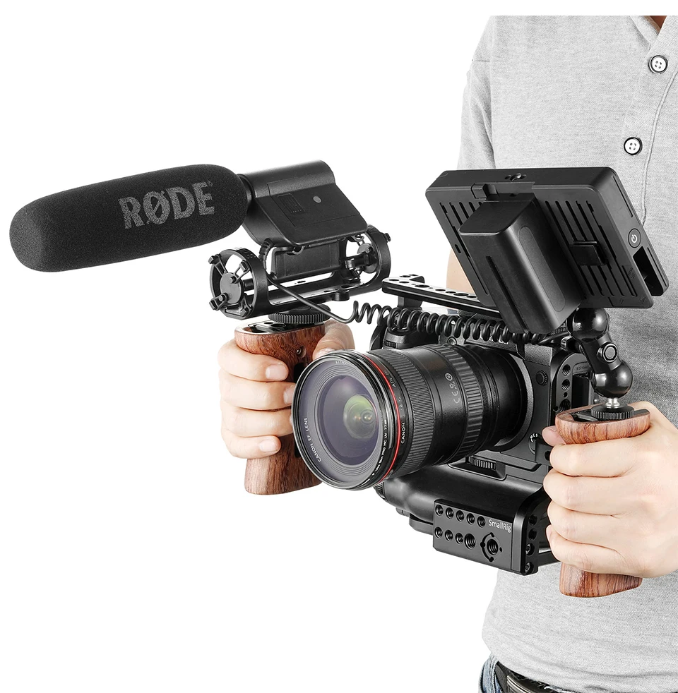 SmallRig камера видео ручка-Стабилизатор Универсальный деревянный с холодной башмак крепление и 1/4 3/8 нитки отверстия 2093