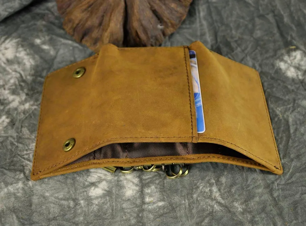 Original Leather Men Fashion Multifunction Coin Wallet Car Remote Case Key Ring Case Holder Chain Designer Key Package Bag 230-L
