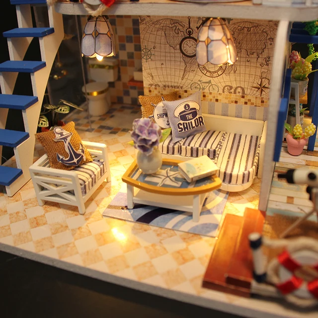 DIY Wooden House Miniaturas with Furniture DIY Miniature House Dollhouse Toys for Children Christmas and Birthday Gift M32 3