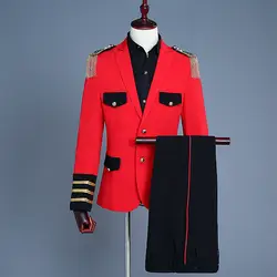 (Куртка + брюки) мужской красный костюм комплект армии костюм королевской гвардии принц Уильям Европейский Стиль дворец костюм платье