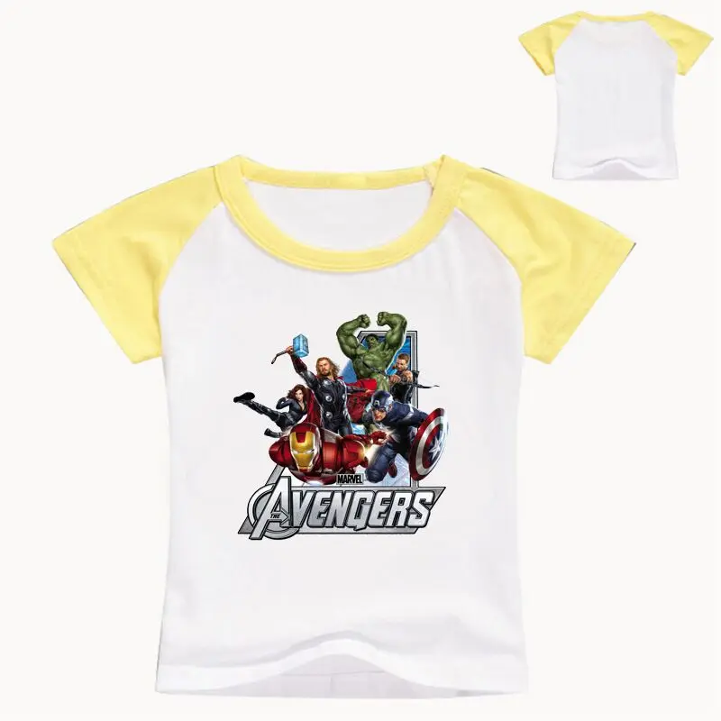 Футболка Марвел Тор футболка с короткими рукавами с принтом «мстители» Детские футболки с рисунками для мальчиков и девочек, летняя хлопковая одежда для маленьких мальчиков - Цвет: color at picture