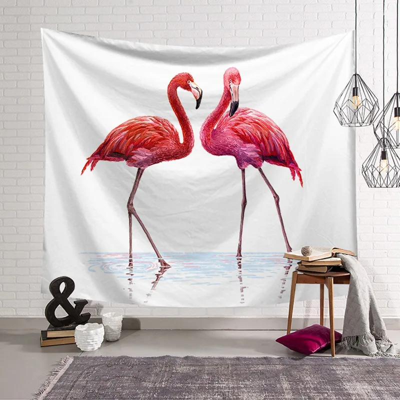 TOX Flamingo Tapestries Pink Animal Watercolor Wall Hanging Tropical Couch Decor Crown Bedspreads Yoga Mat Blanket Picnic cloth - Цвет: C4
