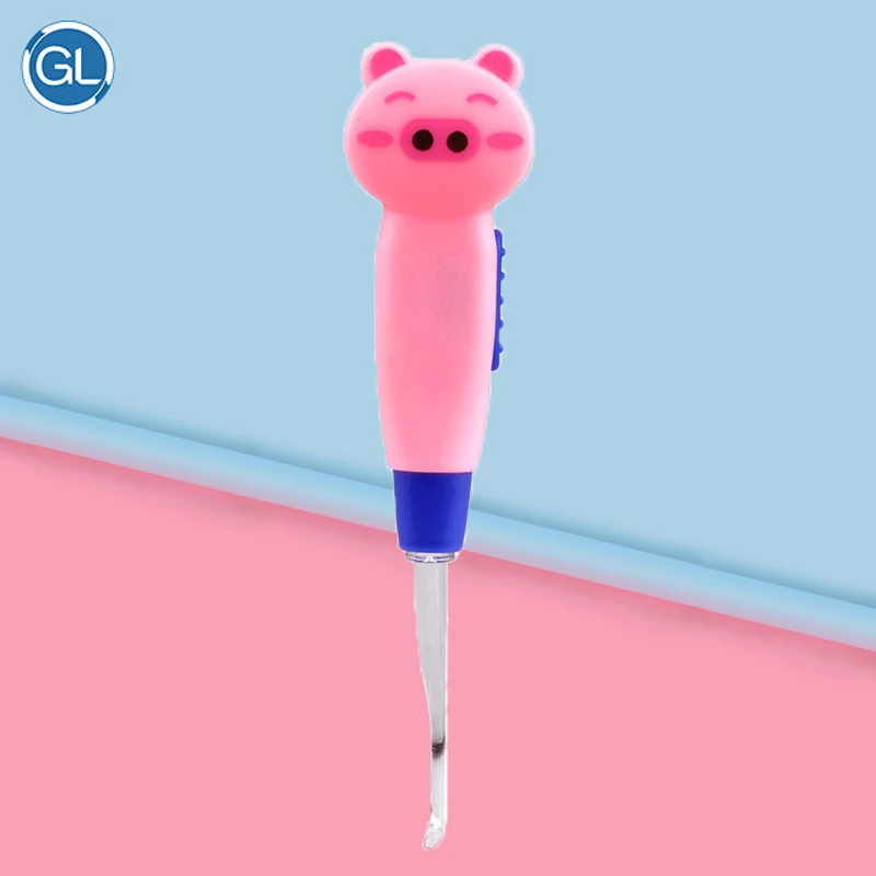 Babycare earpick милая розовая свинка ушные палочки с функцией светодиодный фонарик|earpick