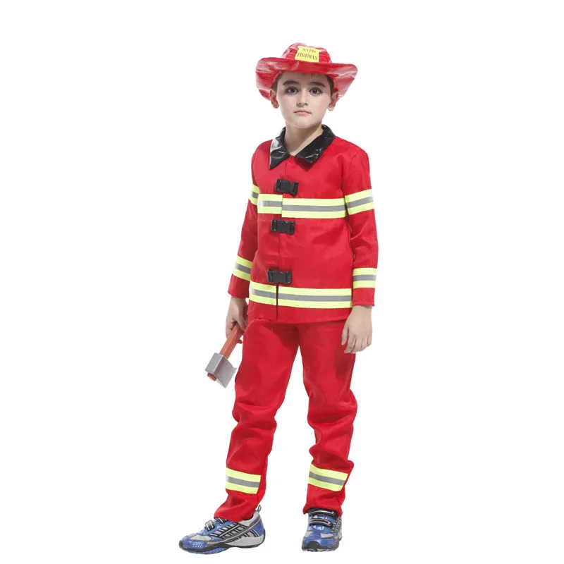 Хэллоуин пожарный Дети костюмы Детская стоимость Карнавал Праздник Пурим нарядное платье пожарный мальчики ребенок косплей сценическая одежда - Цвет: jumpsuit