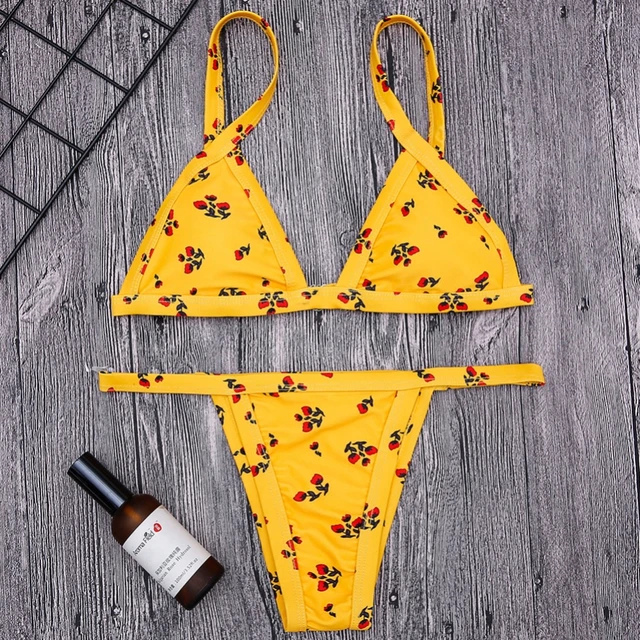 yellow checkered bikini