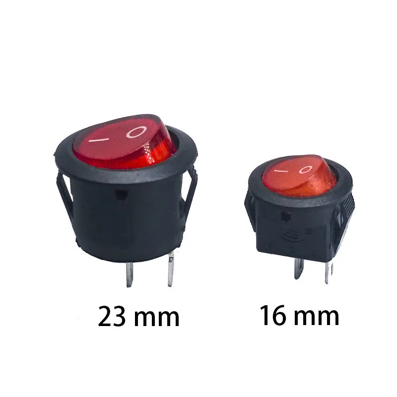 

10 pcs/lot 16mm Round 2 Pin 250V 3A Boat Switch Snap-in SPST ON OFF Rocker Position Switch copper feet