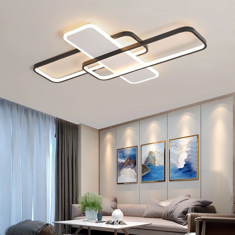 

VEIHAO New Arrival Black White Finish Modern LED Ceiling Lights For Living Room Bedroom Study AC85-265V Ceiling Lamp fixtures