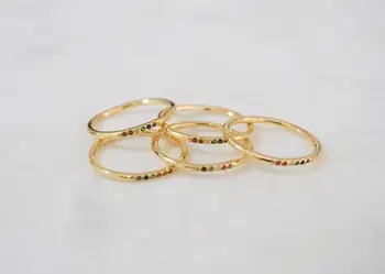 

thin round band 925 sterling silver Gold color minimal delicate danity girl small rings