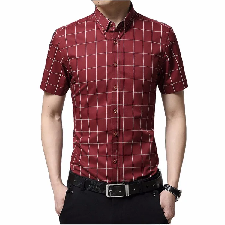 2016-New-Brand-Mens-Dress-Shirts-Short-Sleeve-Striped-design-in-Cotton-Base-Slim-Fit-Shirt (4)