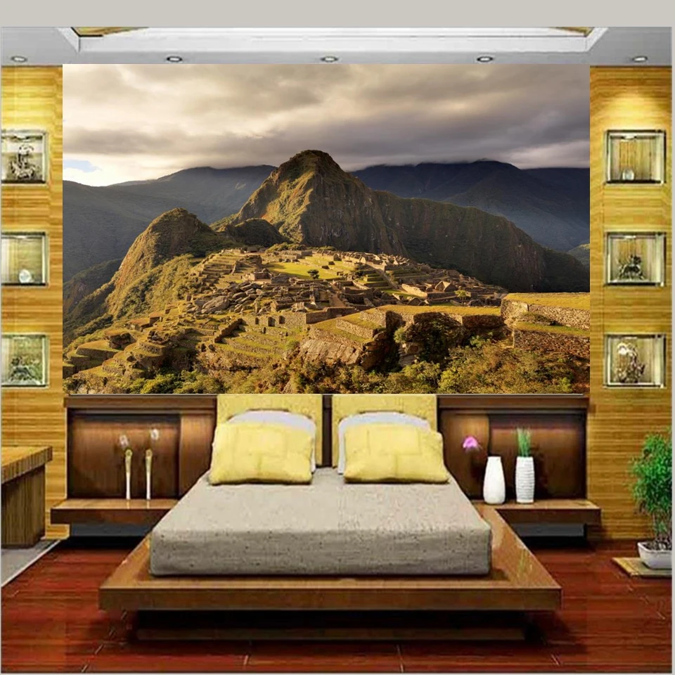 

custom 3d photo wallpaper mural bedding room world landscape Machu Picchu 3d painting sofa TV background wall non-woven sticker