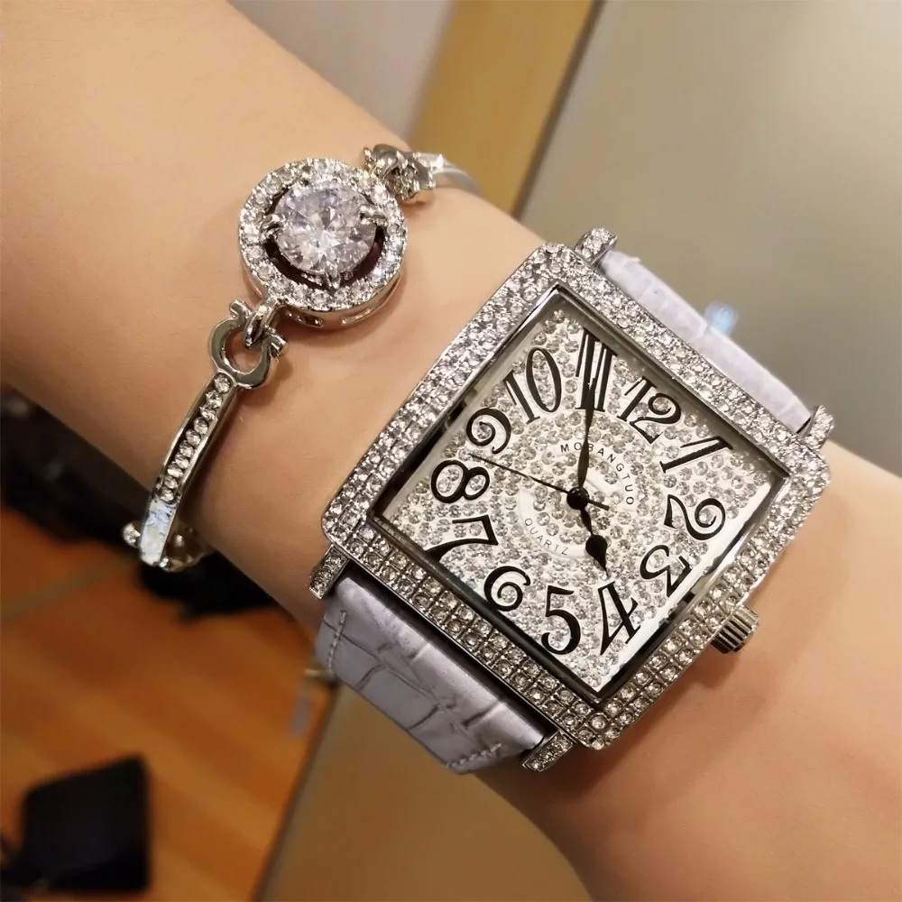 

Women Watch Exquisite Top Luxury Diamond Quartz Ladies Watch Leather Wristwatch Attend the banquet watches saat relogio feminino