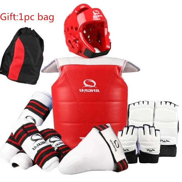 Protector de pecho de Taekwondo para niños y mujeres, protectores de Taekwondo para rojo y juego de 8 piezas, apoyadores de pecho aprobado por WTF, TKD|Cascos| -