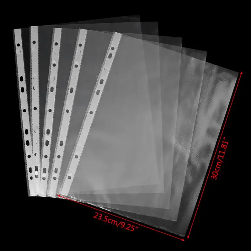 100 шт. A4 прозрачная перфорированная шкафчики для хранения документов (папка для документов сумка рукава Горячее предложение