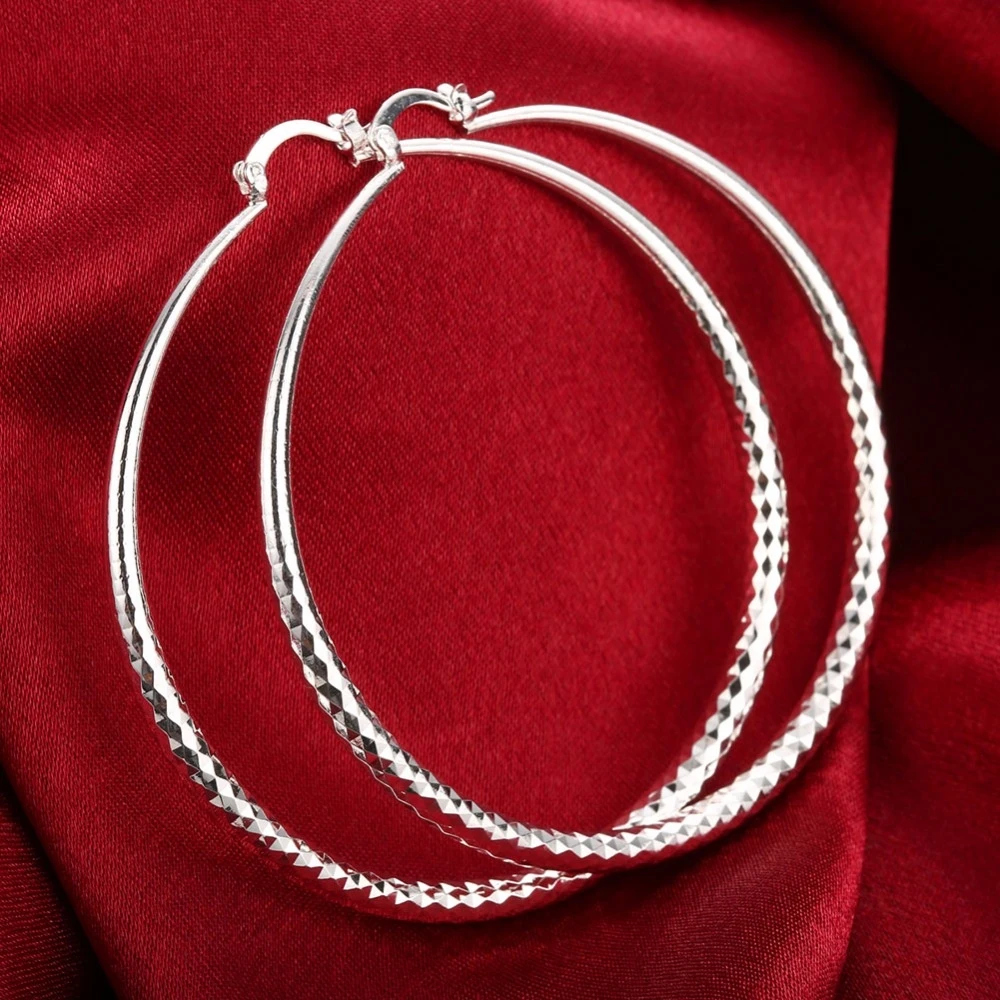 Диаметр 71 мм круглые креольские большие серьги-кольца 925 штампованные посеребренные de Prata brinco модные новые ювелирные аксессуары