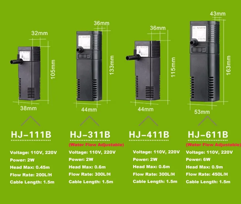 Sunsun 110V 220V аквариума многофункциональный водяной насос Внутренний фильтр HJ-111b HJ-311b HJ-411b HJ-611b