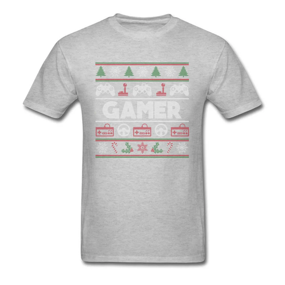 Gamer Ugly Christmas Sweater Tops Shirt 2018 Newest Crewneck Casual Short Sleeve 100% Cotton Men T-shirts Casual Tee Shirts Gamer Ugly Christmas Sweater grey