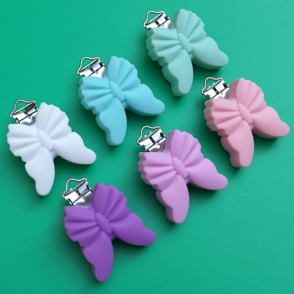 

Baby Silicone Pacifier Clips Butterfly Baby Teether Sutoyuen Non-toxic Necklace Pendant Chain Holder Suspender Clip 5 Pcs