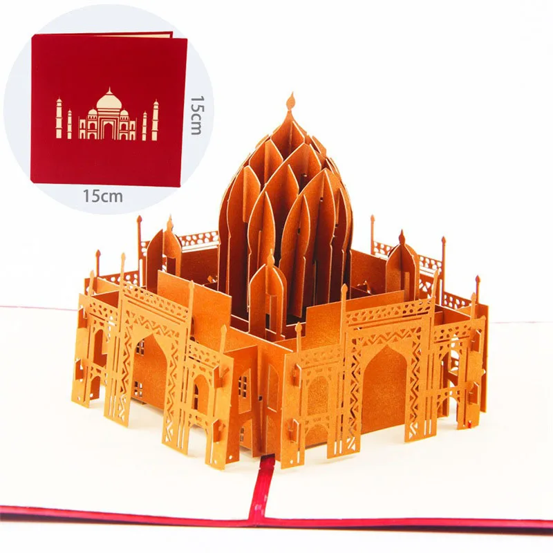  3D Laser Cut Handmade Taj Mahal Paper Invitation Greeting Cards PostCard Business Festival Creative - 32791373949