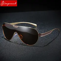 SIMPRECT солнцезащитные очки Для мужчин поляризационные модное цельнокроеное большой металлической вождения солнцезащитные очки в стиле